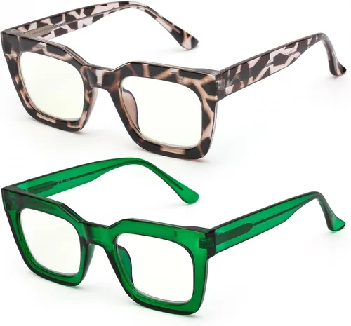 Vista 6 de AQWANO Stylish Blue Light Reading Glasses Women, Fashion Oversized Square Designer Readers Computer Eyeglasses