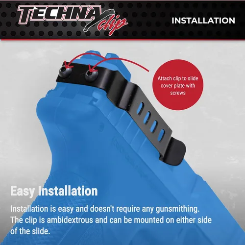 Vista 4 de Techna Clip Concealment System for Glock Models - Durable High-Carbon Spring Steel Gun Clip w/Teflon Coat 1500 - Ambi, Easy-to-Install Gun Holster