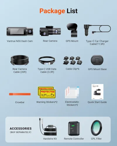 Vista 12 de Vantrue N5S 4 canales 360 grados 2.7K Dash Cam