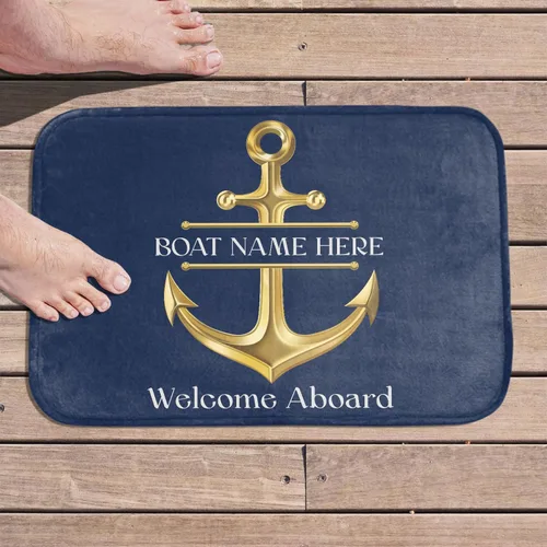 Vista 12 de Tapete náutico personalizado con nombre personalizado, alfombra de bienvenida para yate, puerto deportivo, muelle o retiro en el lago, tapete