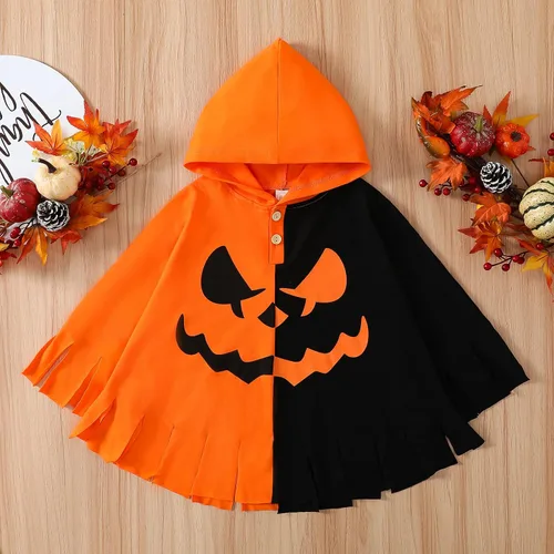 Vista 2 de BeQeuewll Disfraz de Halloween para niños pequeños, con capucha, poncho con capucha, sombrero, ropa de cosplay