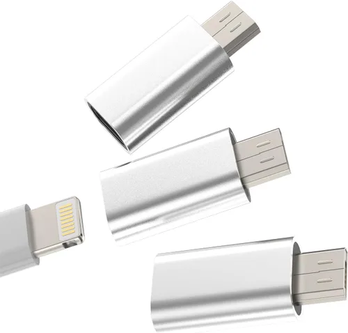 Vista 10 de Micro USB macho a Lightning hembra, paquete de 3 adaptadores de carga compatibles con Galaxy S6 Edge S7 Active Nexus Note 5 LG Android Power Cable