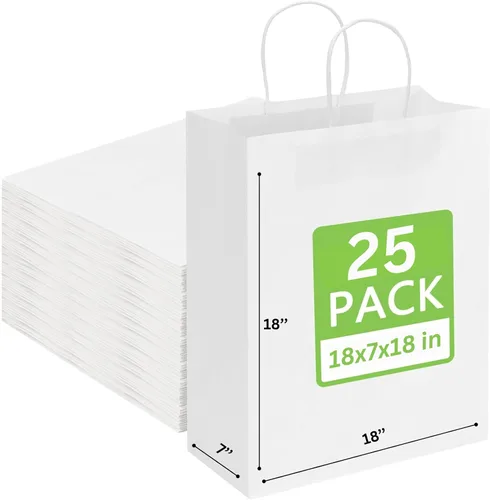 Vista 10 de JET PAPER BAGS - Bolsas de papel marrón grandes de 13 x 6 x 15 pulgadas con asas Prime (marrón, 13 x 6 x 15 pulgadas (paquete de 25))