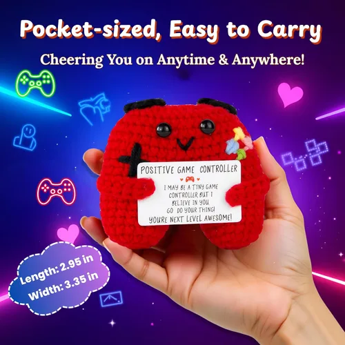 Vista 4 de Regalos para jugadores, controlador de juego de ganchillo positivo y llavero inspirador, idea de regalo única para adolescentes, juego de regalo