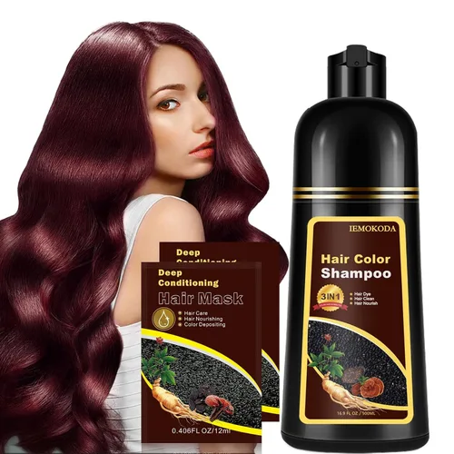 Vista 14 de Champú de tinte para cabello negro para cabello gris, champú instantáneo de color de cabello, champú de larga duración, champú para cabello negro