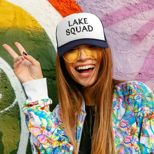 Vista 3 de Speedy Pros Gorra de béisbol Trucker Hat Lake Squad Camping Lake Snapback para hombre y mujer