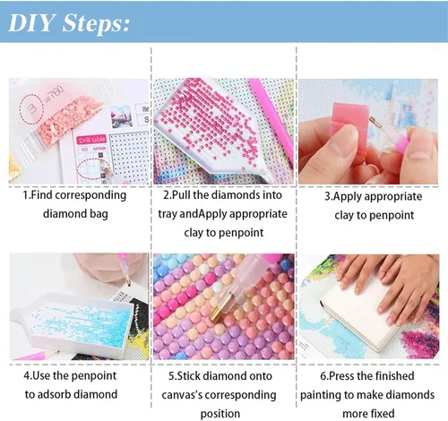 Vista 6 de Hestarcul Kit de pintura de diamantes 5D para Halloween, kits de arte de diamantes para adultos, puntos de diamante, pintura con diamantes redondos