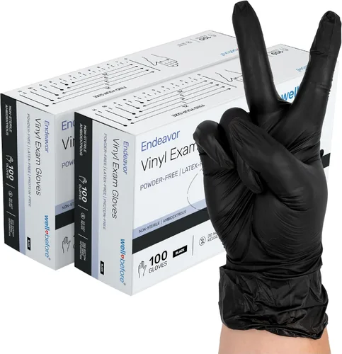 Vista 10 de Well Before Guantes de vinilo negros - Guantes desechables sin polvo y sin látex