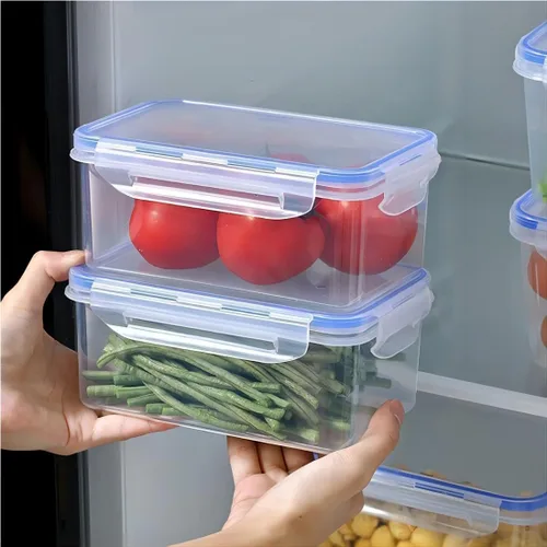 Vista 5 de Recipientes de almacenamiento de alimentos de 8 piezas con tapas, recipiente rectangular de preparación de comidas, no tóxico, sin BPA con 4