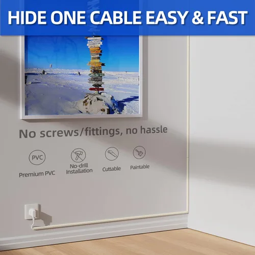 Vista 3 de Delamu – Funda para cable beige, cubiertas de cable para 1 cable en la pared, cubiertas de cable de tamaño mini para cables en la pared, cubierta