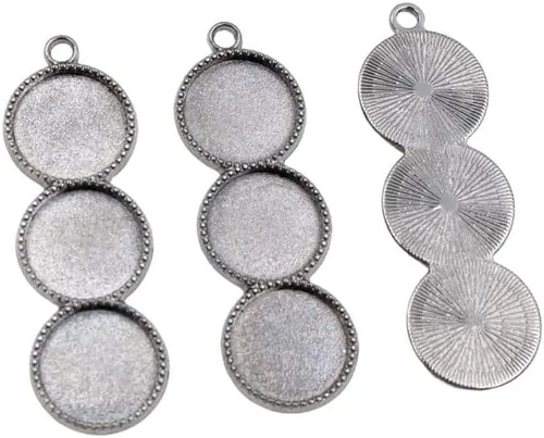 Vista 7 de Kentuckiz - 10 unidades de 0.472 in de tamaño interior de tres camafeo cabujón base en blanco colgante bandejas bisel diy collar colgante joyería Oro