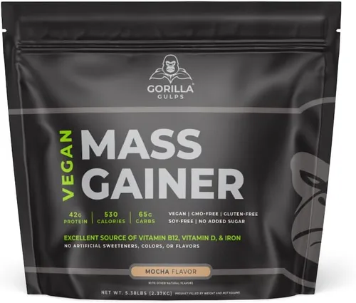 Vista 7 de Gorilla Gulps Ganador de masa vegano de chocolate - 5 libras de proteína natural alta en calorías en polvo: OGM, gluten y soja. Sin ingredientes