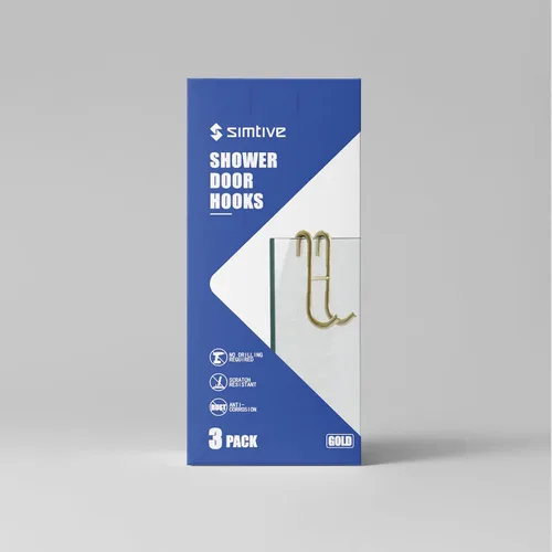 Vista 13 de Simtive Ganchos para Puerta de Ducha (Paquete de 2), Ganchos para Toallas para Baño de Vidrio Sin Marco para Squeegee, Negro