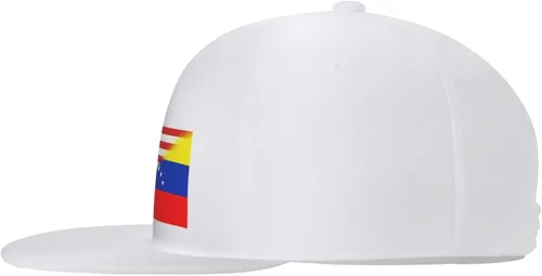 Vista 4 de Gorra de béisbol con bandera de Venezuela americana combinada para hombres y mujeres, sombreros de camionero ajustables vintage lavados para papá