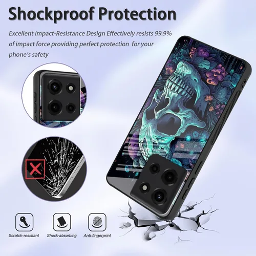 Vista 182 de Funda para Motorola Moto Edge 2022, cubierta trasera de vidrio templado con protector de pantalla, funda protectora a prueba de golpes para Motorola