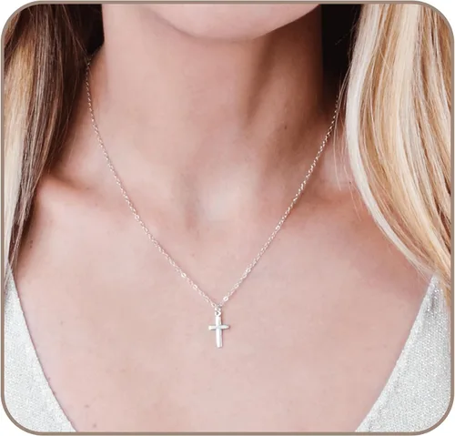Vista 35 de Collar de cruz de oro para mujer, collares con colgante de cruz minimalista, longitud de 16 a 18 pulgadas, joyería cristiana hecha a mano, regalo