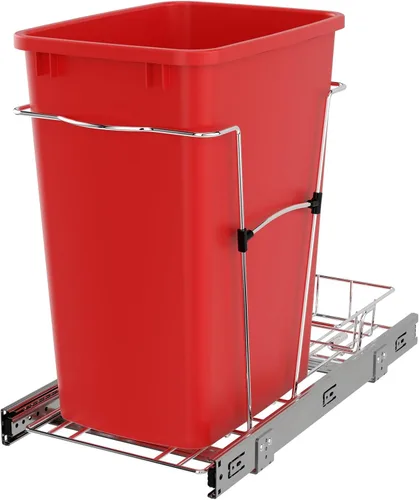 Vista 13 de Rev-A-Shelf Bote de basura extraíble para armarios de cocina, contenedor de reciclaje de basura de 35 cuartos de galón con toboganes de extensión