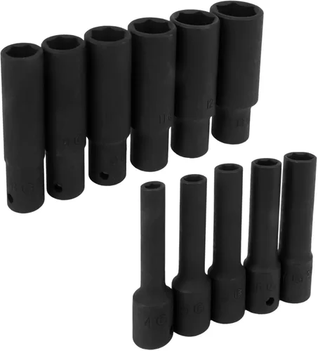 Vista 5 de Genius Tools Juego de llaves de vaso de impacto profundo Dr. métricas de 11 piezas de 1/4" TD-211M