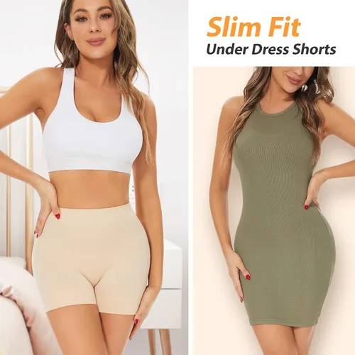 Vista 3 de BESTENA Pantalones cortos sin costuras suaves para debajo del vestido, adelgazantes, pantalones cortos moldeadores