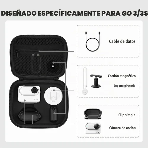 Vista 2 de BRDRC Funda de transporte para accesorios Insta 360 GO 3S / GO 3, bolsa de almacenamiento, funda protectora rígida para Insta360 GO 3S / GO3