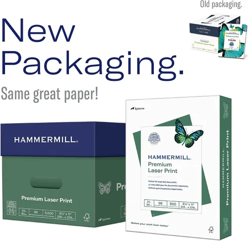 Vista 2 de Hammermill 104612 Papel de oficina con impresión láser, brillo 98, 24 libras, 8-1/2 x 14, blanco, 500 hojas/RM