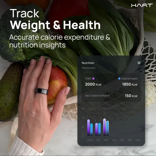 Vista 5 de HART X2 Smart Ring Rastreador de fitness unisex Seguimiento de sueño, recuperación, estrés, entrenamiento, calorías y seguimiento de recursos