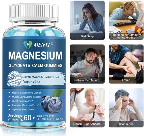 Vista 7 de Gomitas de magnesio de 600 mg por porción: glicinato de magnesio 400 mg y malato de magnesio 200 mg, suplemento de magnesio y potasio sin azúcar