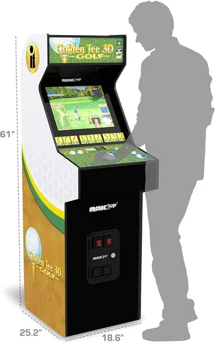 Vista 2 de ARCADE1UP Golden Tee 3D Deluxe Arcade Machine, Built for Your Home, Over 5-Foot-Tall Cabinet with 8 Classic