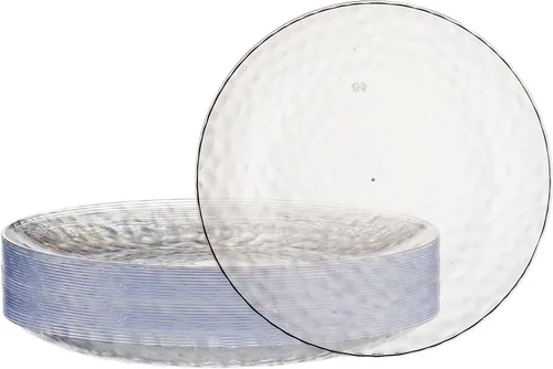 Vista 25 de PLASTICPRO Paquete de 30 platos de plástico martillado, platos de plástico desechables pesados, elegantes platos de fiesta transparentes martillados