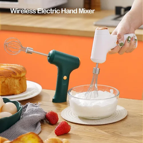 Vista 2 de Batidor eléctrico de mano, recargable por USB, batidor de huevos portátil inalámbrico con 2 batidores desmontables con 3 modos de velocidad