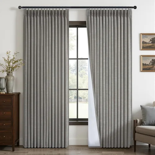 Vista 46 de Topfinel - Cortinas opacas plisadas de 96 pulgadas para dormitorio, 2 paneles Natural