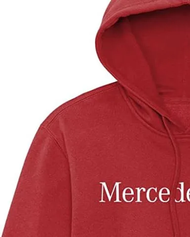 Vista 2 de Mercedes Benz Sudadera clásica de forro polar suave con capucha, color rojo