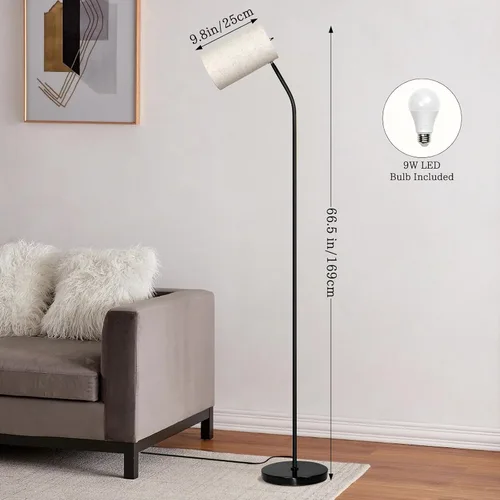 Vista 2 de Ldeco Lámpara de pie de arco para sala de estar con bombilla de 9W y 3 temperaturas de color Modernas lámparas de pie para lectura para dormitorio