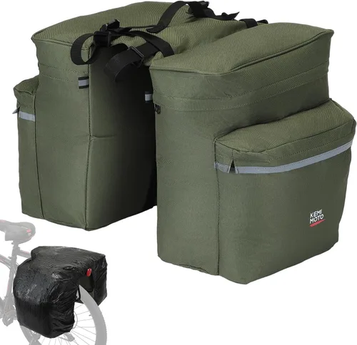 Vista 12 de KEMIMOTO - Bolsa para bicicleta alforja con cubierta anti-lluvia, bolsa de sillín de bicicleta impermeable de 34L para almacenamiento de bolsas
