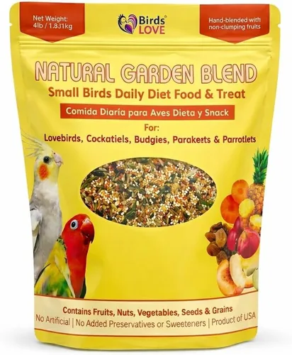 Vista 17 de Birds LOVE Natural Garden Blend - Alimento para pájaros pequeños, 2 libras, empaquetado a mano en Estados Unidos, mezcla natural con frutas