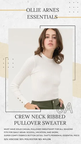Vista 6 de OLLIE ARNES Suéter de punto de manga larga sólido para mujer, cuello redondo, puños y botones, elástico, 39_Cherrystone
