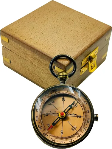 Vista 2 de Regalos de brújula grabada con poema con caja de madera, regalo inspirador para hombres, mujeres, niños y niñas, ideas de regalo para graduación