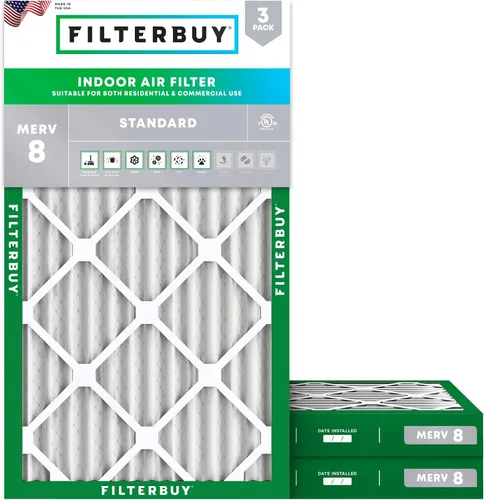 Vista 13 de Filterbuy Filtro de aire MERV 8 de 8 x 14 x 1 pulgadas para defensa contra el polvo y las alergias (paquete de 3), filtros electrostáticos plisados