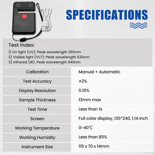Vista 3 de Medidor digital de tinte para ventana, medidor de transmisión de película solar de 0.512 in de grosor, con calibración automática, medidor