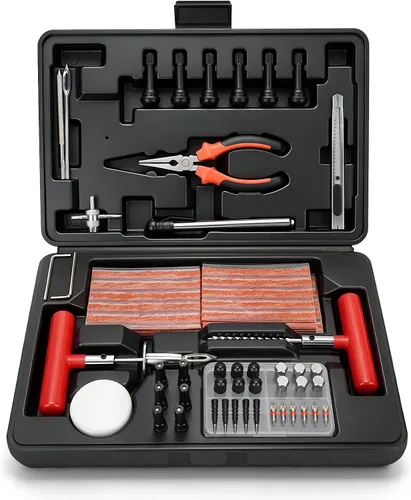 Vista 10 de ORCISH Kit de reparación de neumáticos, juego de 70 piezas, kit profesional de enchufes de neumáticos resistente, kit de parches de neumáticos