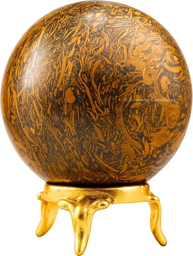 Vista 29 de Amazing Gemstone Bola de cristal de Amazonita con soporte, bolas de meditación de esfera de cristal de 2 pulgadas para brujería y bolas decorativas
