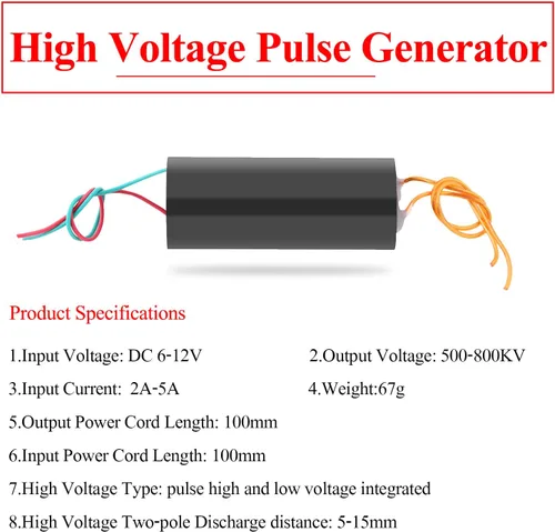 Vista 3 de Generador de alto voltaje, DC6-12V a 500KV ~ 1000KV Boost Step Up Power Module Transformador de alto voltaje, kit generador de impulsos