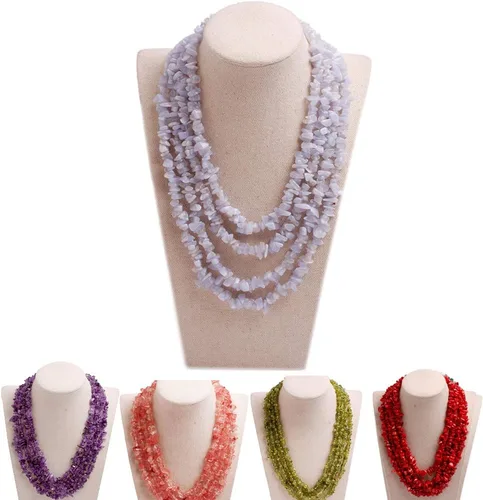Vista 20 de GEM-Inside - Collar de piedras preciosas moradas con cuentas de cuarzo morado, dije bohemio de moda con soporte de babero, collar de cuentas