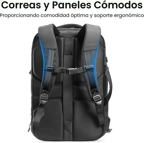Vista 7 de Mochila de viaje tomtoc, equipaje de mano aprobado para vuelos y compatible con TSA, Negro, 40 L