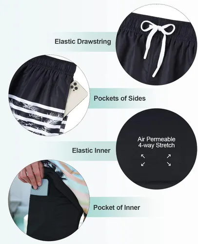 Vista 5 de UNICOMIDEA Bañador para hombre con forro de compresión de 9 pulgadas de largo