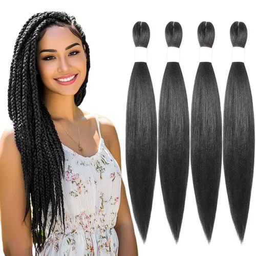 Vista 10 de Cabello trenzado burdeos, 10 pulgadas, 4 paquetes Cabello preestirado, trenzas de ganchillo cortas y rectas, textura Yaki, fibra sintética