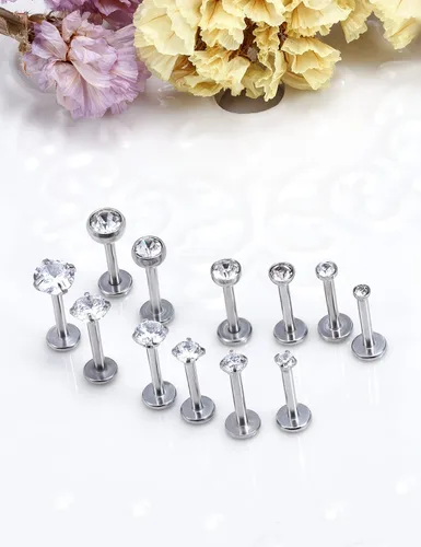 Vista 6 de Vsnnsns Anillos de labio de acero inoxidable 16G, joyería de labret Monroe, anillos de labios, cartílago de uñas, tragus, hélice, aretes de piercing