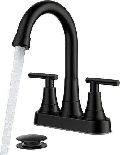 Vista 31 de FORIOUS Juego central de grifos de baño negros y dorados, grifo comercial Negro y dorado