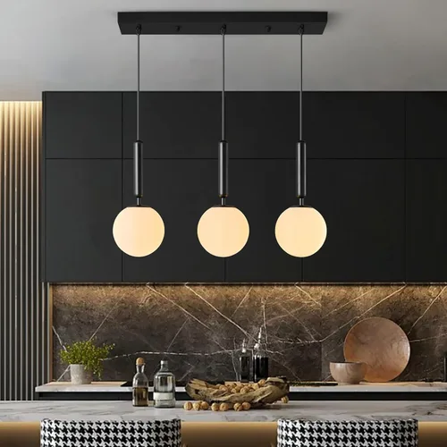 Vista 29 de Lámpara Colgante Negra Moderna Accesorio de Luz Colgante para Isla de Cocina de Mediados de Siglo con Lámpara Colgante de Globo Iluminación Colgante