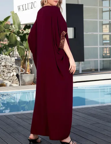 Vista 7 de Bsubseach Vestido de caftán bordado para mujer, manga corta, bikini, salida de baño